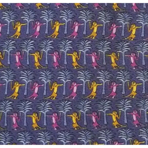 NWT Robert Talbott 100% Silk Mens Necktie Monkeys Animal Print Tie Blue - Picture 2 of 4